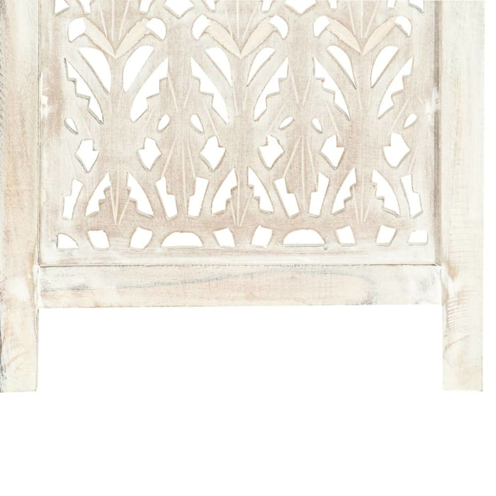 Hand Carved 3-panel Room Divider White 120x165 Cm Solid