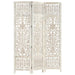 Hand Carved 3-panel Room Divider White 120x165 Cm Solid