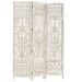 Hand Carved 3 - panel Room Divider White 120x165 Cm Solid