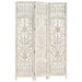 Hand Carved 3 - panel Room Divider White 120x165 Cm Solid