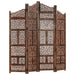 Hand Carved 4-panel Room Divider Brown 160x165 Cm Solid