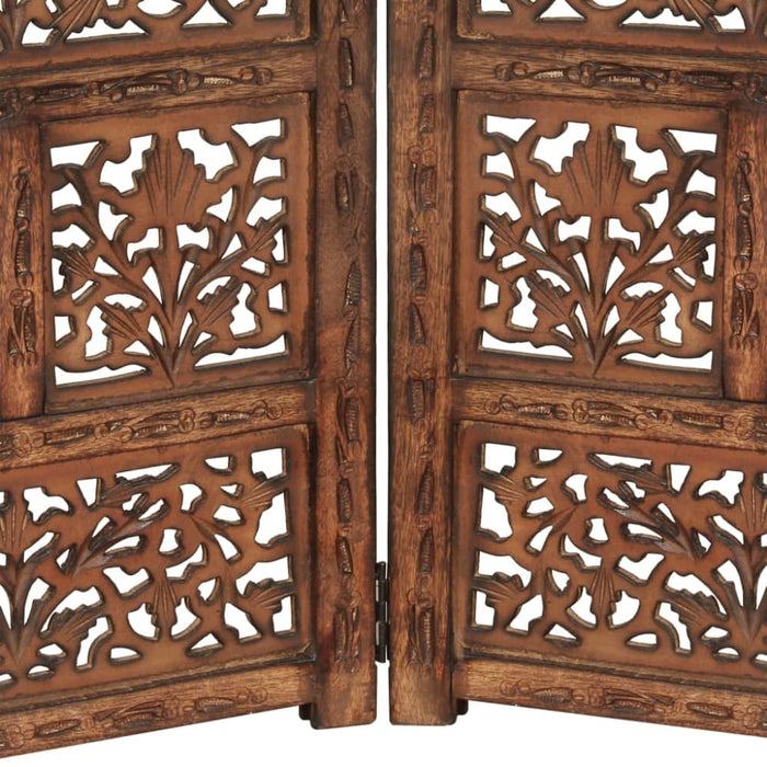 Hand Carved 4-panel Room Divider Brown 160x165 Cm Solid
