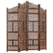 Hand Carved 4-panel Room Divider Brown 160x165 Cm Solid