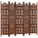 Hand Carved 5-panel Room Divider Brown 200x165 Cm Solid