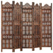 Hand Carved 5-panel Room Divider Brown 200x165 Cm Solid