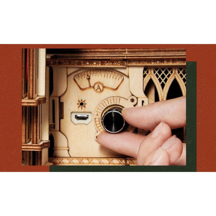 Hand Crank Classic Gramophone with Music 1:1 424pcs Wooden