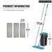 Hand Free Wet Dry Flat Mop Bucket With Microfiber Pads