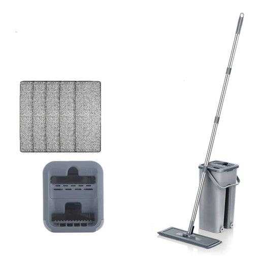 Hand Free Wet Dry Flat Mop Bucket with Microfiber Pads
