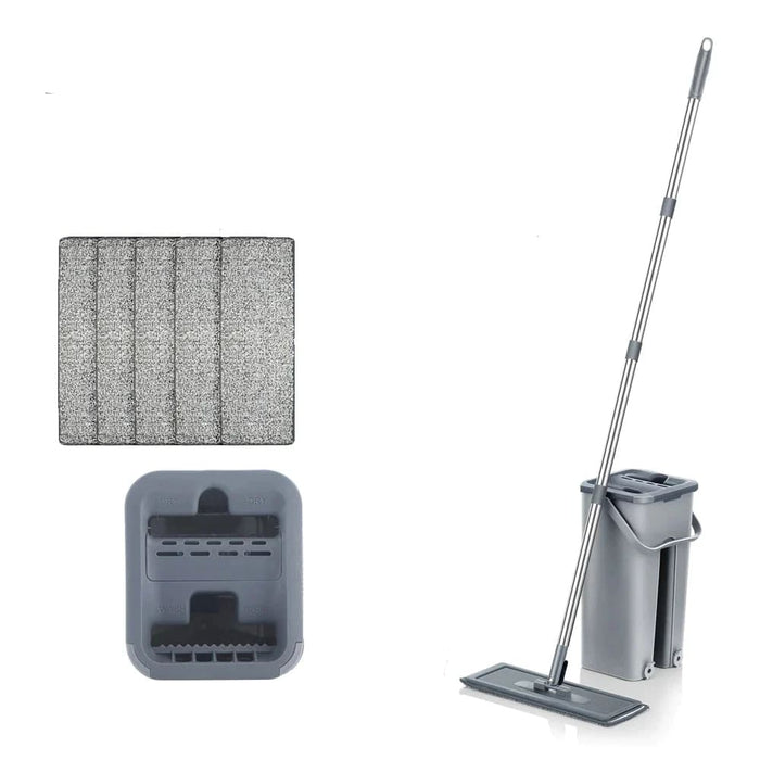 Hand Free Wet Dry Flat Mop Bucket with Microfiber Pads