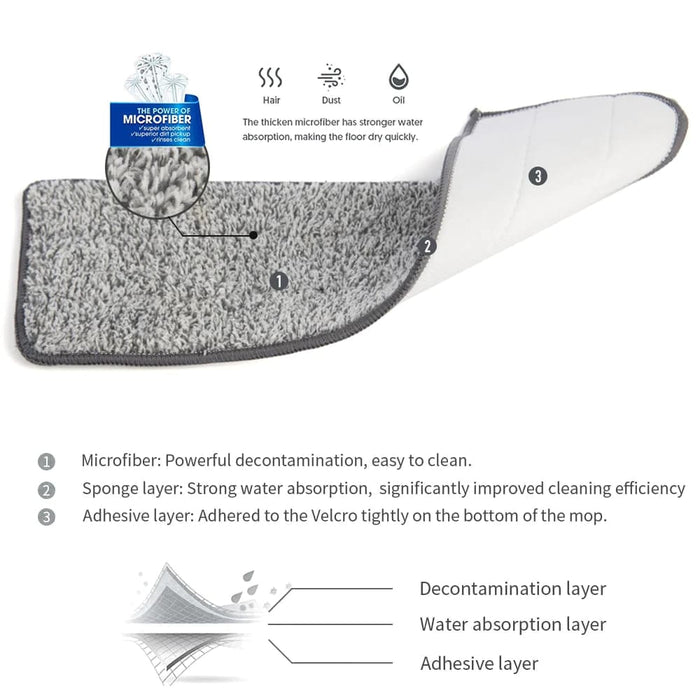 Hand Free Floor Mop and Bucket Set with Washable Microfiber