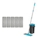 Hand Free Floor Mop and Bucket Set with Washable Microfiber