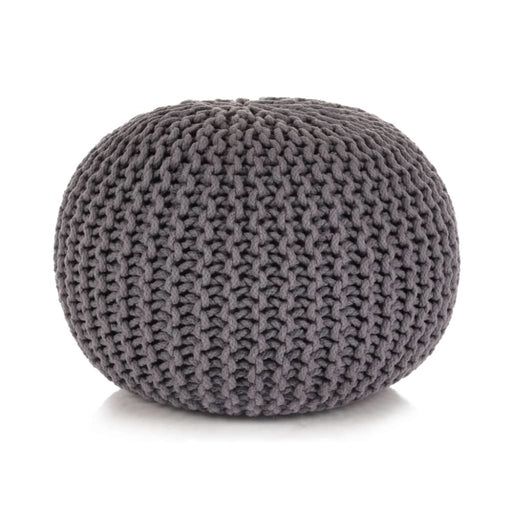 Hand-knitted Pouffe Cotton 50x35 Cm Grey Xapbib