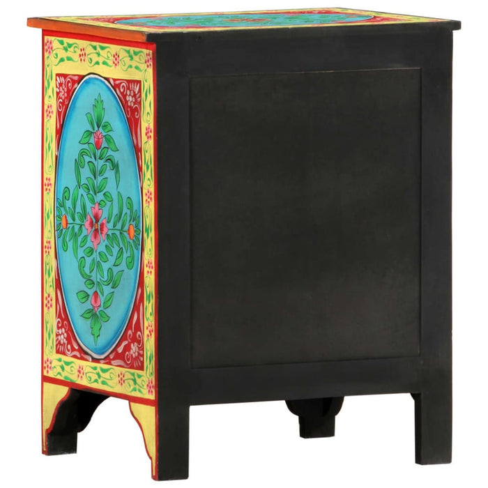 Hand Painted Bedside Cabinet 40x30x50 Cm Solid Mango Wood