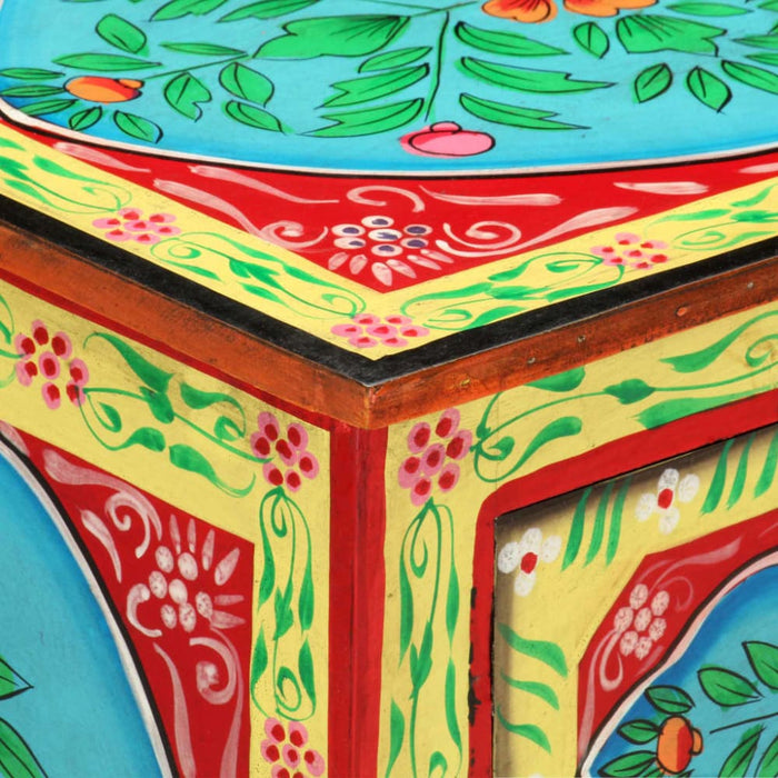 Hand Painted Bedside Cabinet 40x30x50 Cm Solid Mango Wood