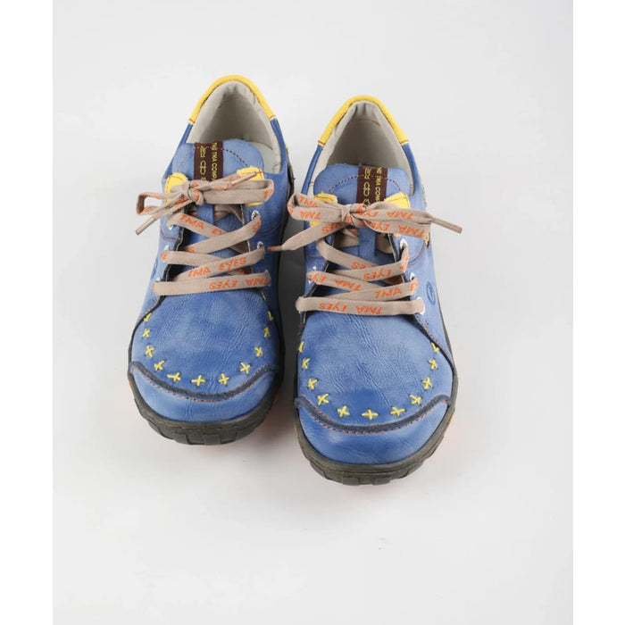 Hand Stitching Colour Block Leather Womens Sneaker