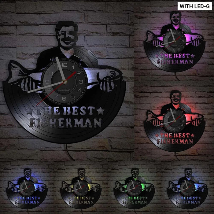 Handmade Fishing Wall Clock for Fishermen