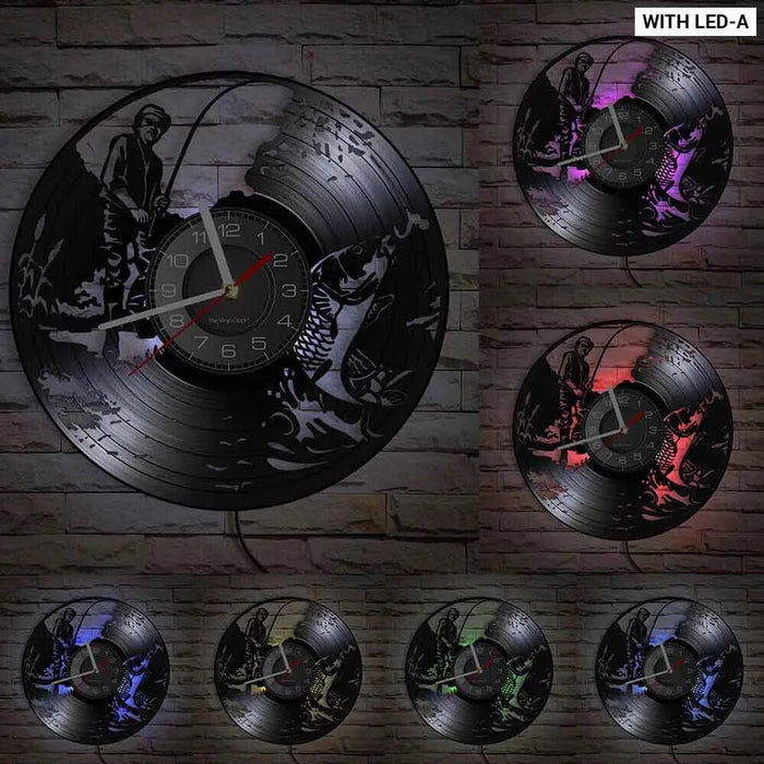 Handmade Fishing Wall Clock for Fishermen