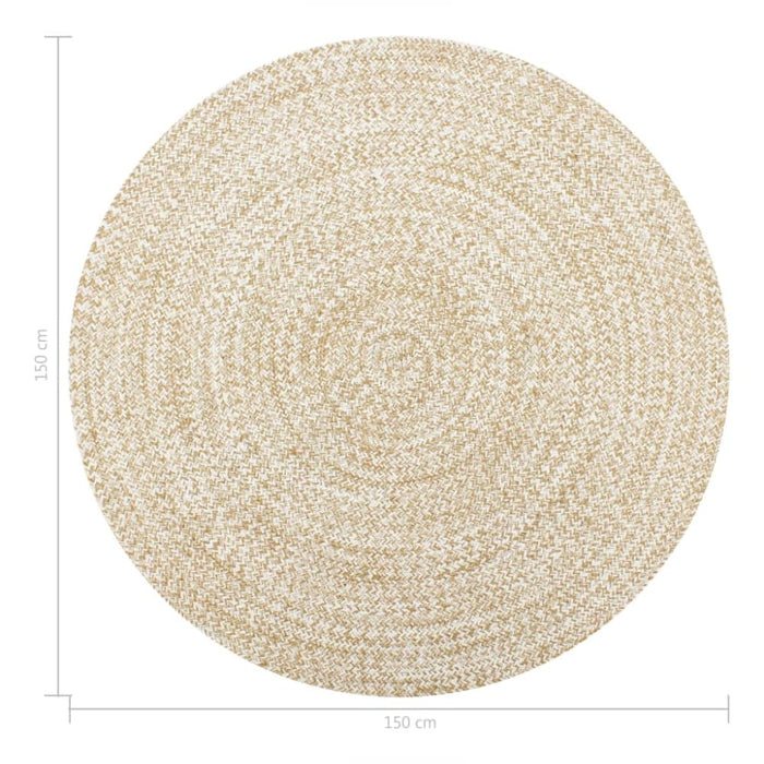 Handmade Rug Jute White and Natural 150 Cm
