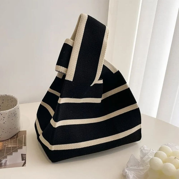 Handmade Knit Wrist Bag Mini Knot Tote for Women