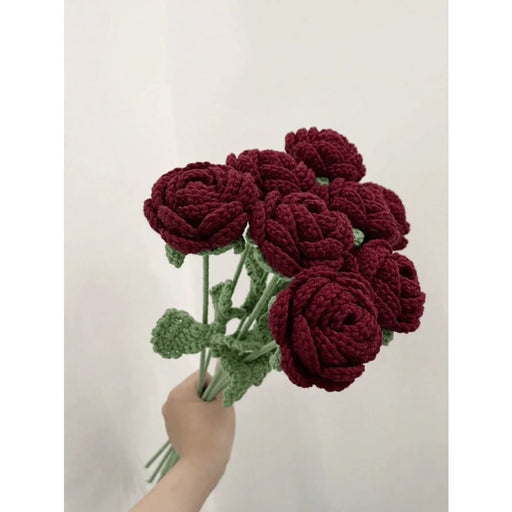 Handmade Knitted Red Rose Ornaments For Wedding Party Decor