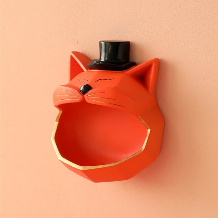 Handmade Big Mouth Cat Storage Box for Wall Decor