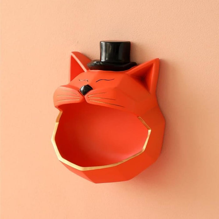 Handmade Big Mouth Cat Storage Box for Wall Decor
