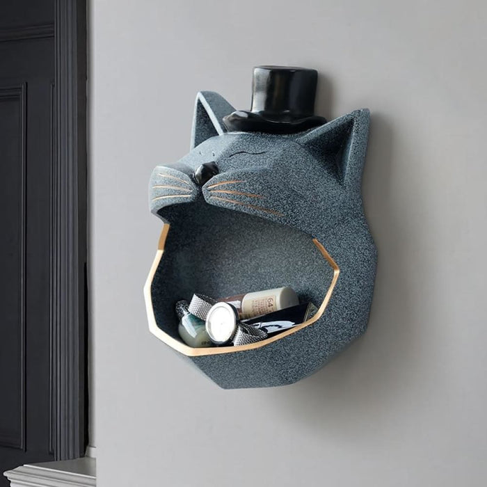 Handmade Big Mouth Cat Storage Box for Wall Decor