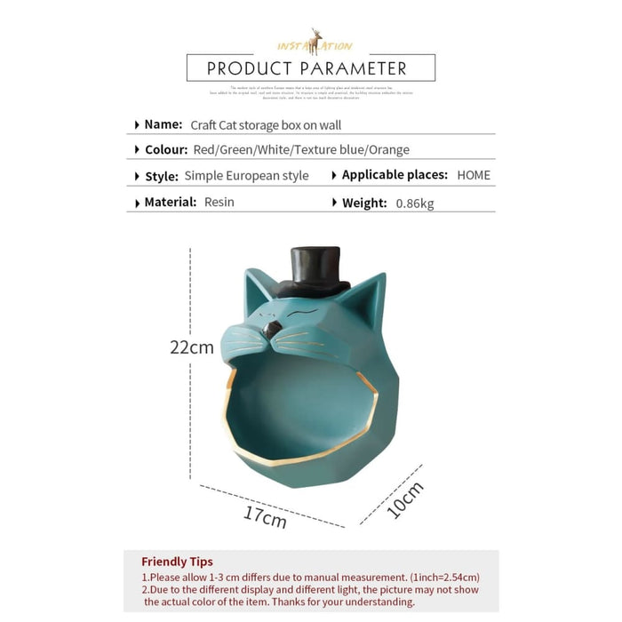 Handmade Big Mouth Cat Storage Box for Wall Decor