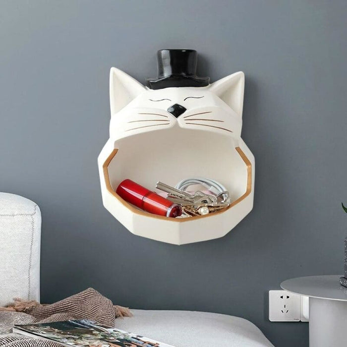 Handmade Big Mouth Cat Storage Box for Wall Decor