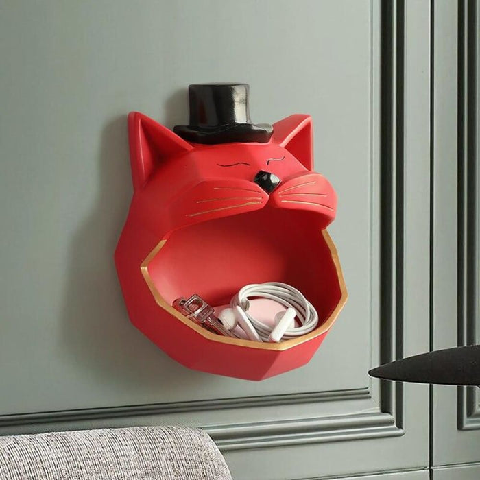 Handmade Big Mouth Cat Storage Box for Wall Decor