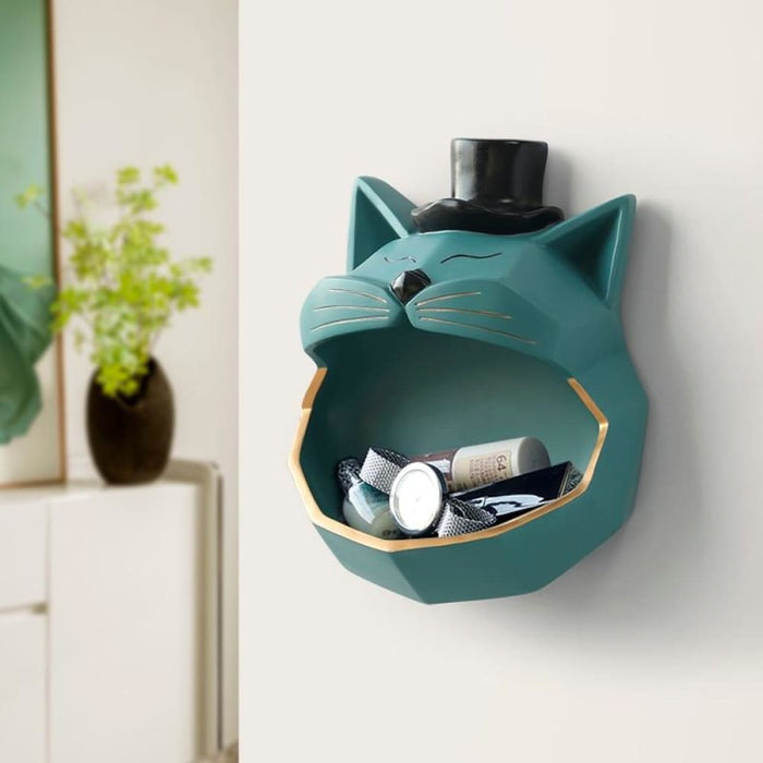 Handmade Big Mouth Cat Storage Box for Wall Decor