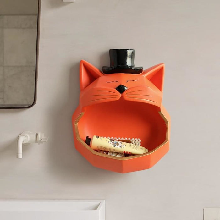 Handmade Big Mouth Cat Storage Box for Wall Decor