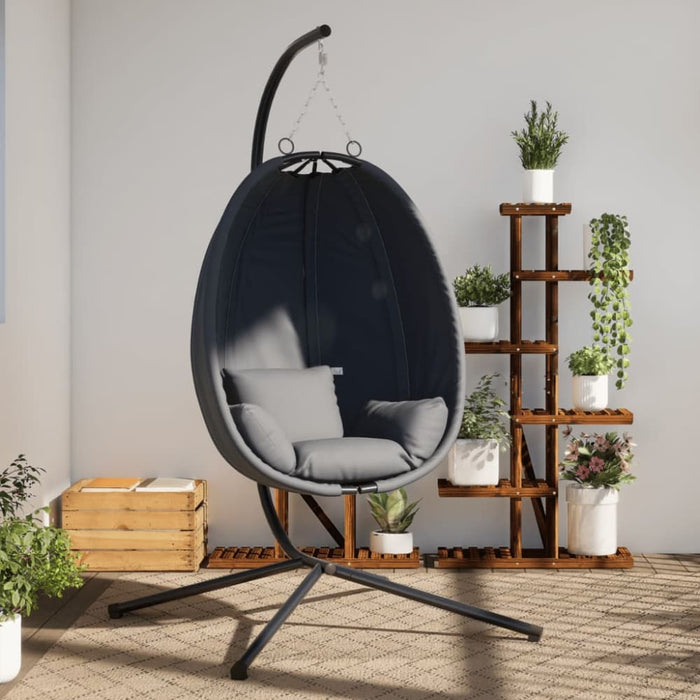 Hanging Egg Chair With Stand Anthracite Fabric And Steel