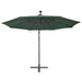 Hanging Parasol with Led Lighting 300 Cm Green Metal Pole