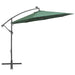 Hanging Parasol with Led Lighting 300 Cm Green Metal Pole