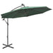 Hanging Parasol with Led Lighting 300 Cm Green Metal Pole