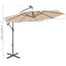 Hanging Parasol with Led Lighting 300 Cm Sand Metal Pole