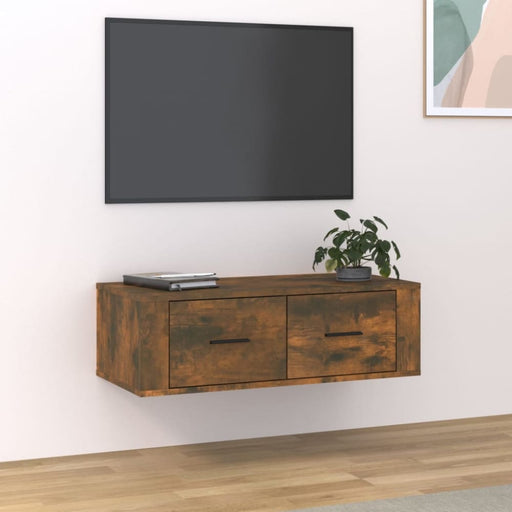 Hanging Tv Cabinet Smoked Oak 80x36x25 Cm Engineered Wood