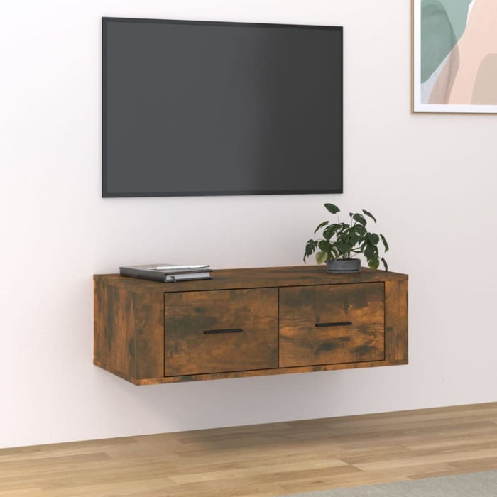 Hanging Tv Cabinet Smoked Oak 80x36x25 Cm Engineered Wood