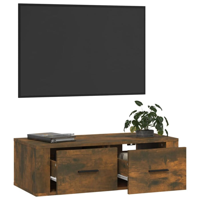 Hanging Tv Cabinet Smoked Oak 80x36x25 Cm Engineered Wood