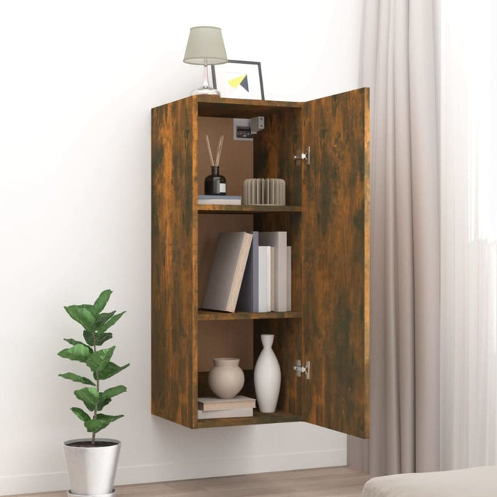 Hanging Wall Cabinet Smoked Oak 34.5x34x90 Cm Engineered