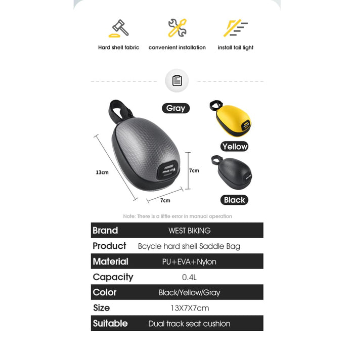 Hard Shell Mini Portable Saddle Bag