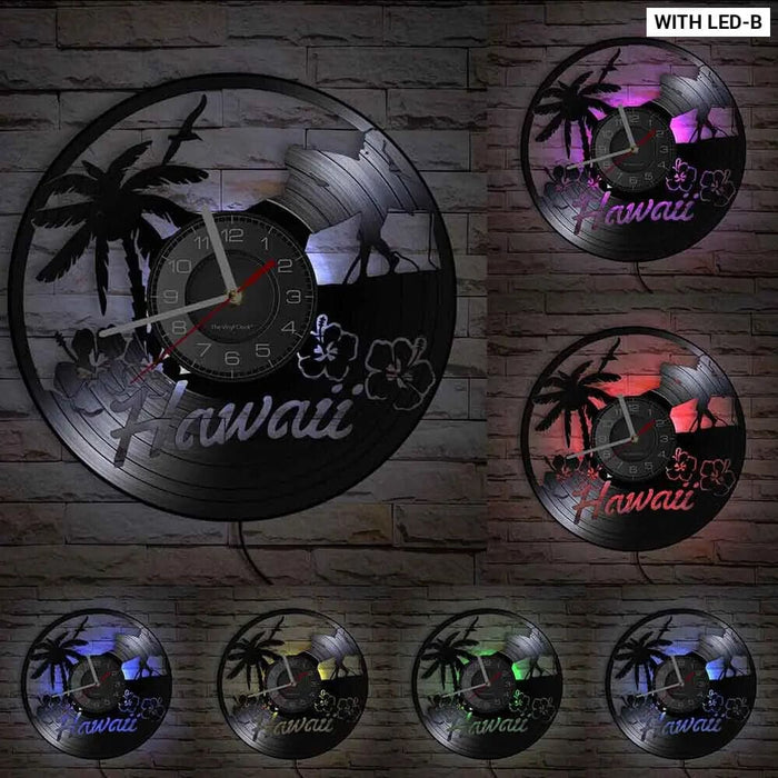 Hawaiian Luau Party Vinyl Record Clock