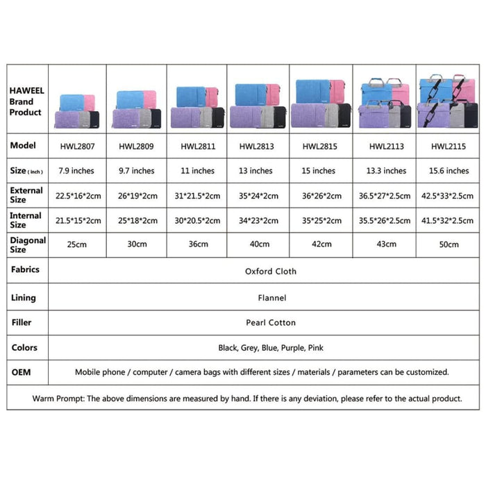 Haweel Sleeve Case Zipper Briefcase Laptop Carrying Bag