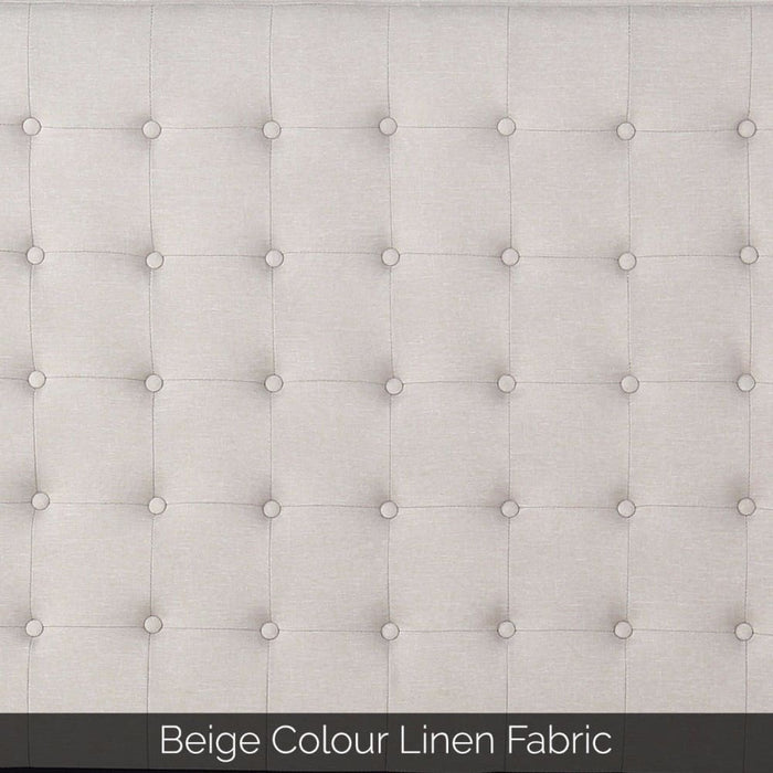 Bed Head Double Beige Headboard Upholstery Fabric Tufted