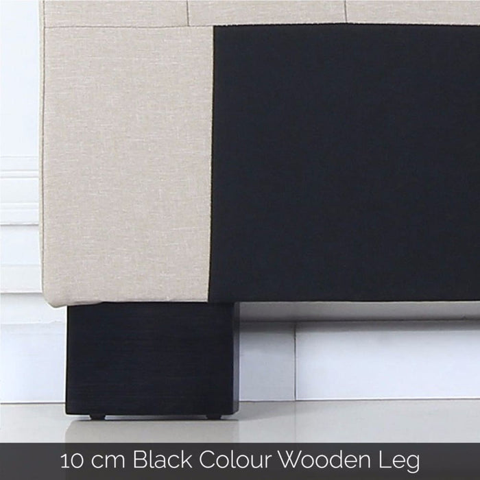 Bed Head Double Beige Headboard Upholstery Fabric Tufted