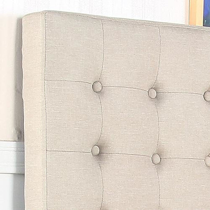 Bed Head King Beige Headboard Upholstery Fabric Tufted