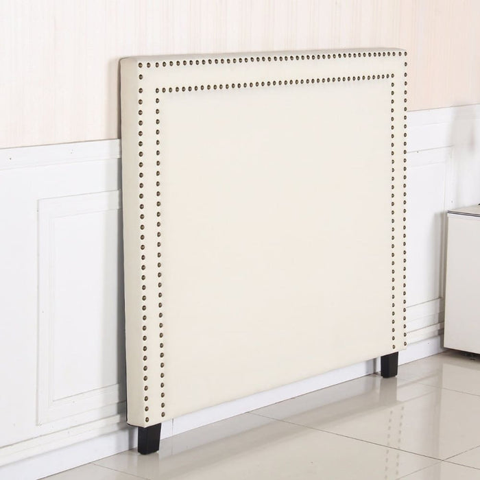 Bed Head Queen White Headboard Upholstery Fabric Studded