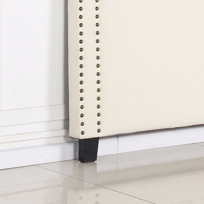 Bed Head Queen White Headboard Upholstery Fabric Studded