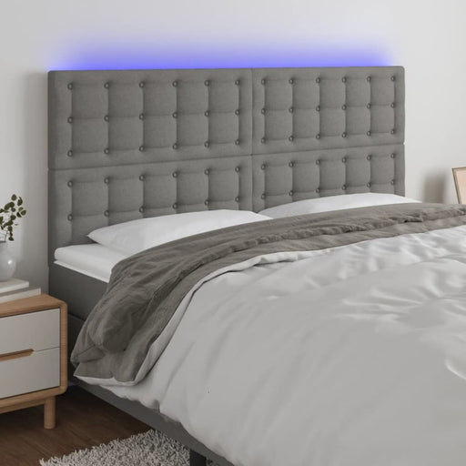 Queen Size Led Headboard Dark Grey 160x5x118/128 Cm Fabric